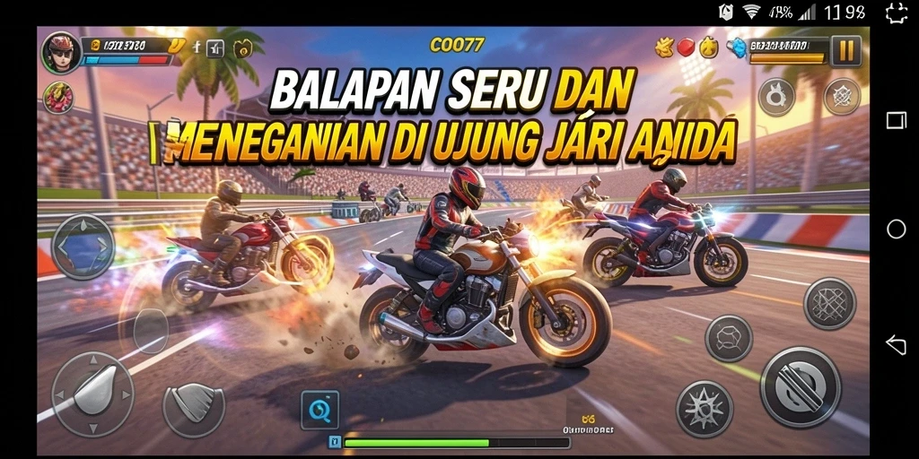 Tampilan gameplay balapan seru di COO77.