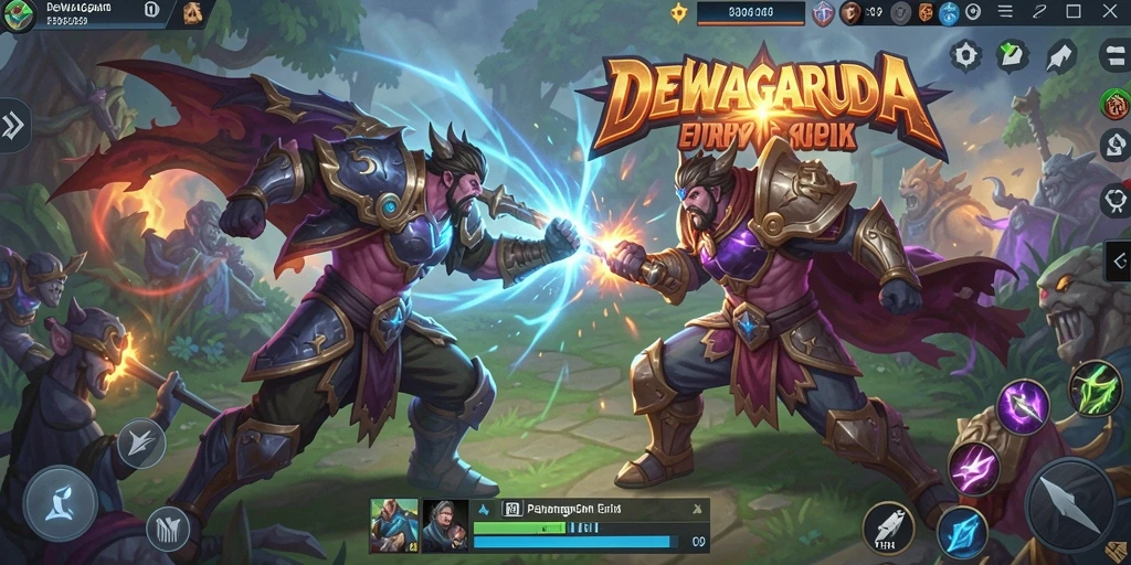 Screenshot gameplay DEWAGARUDA menampilkan aksi pertarungan yang mendebarkan.