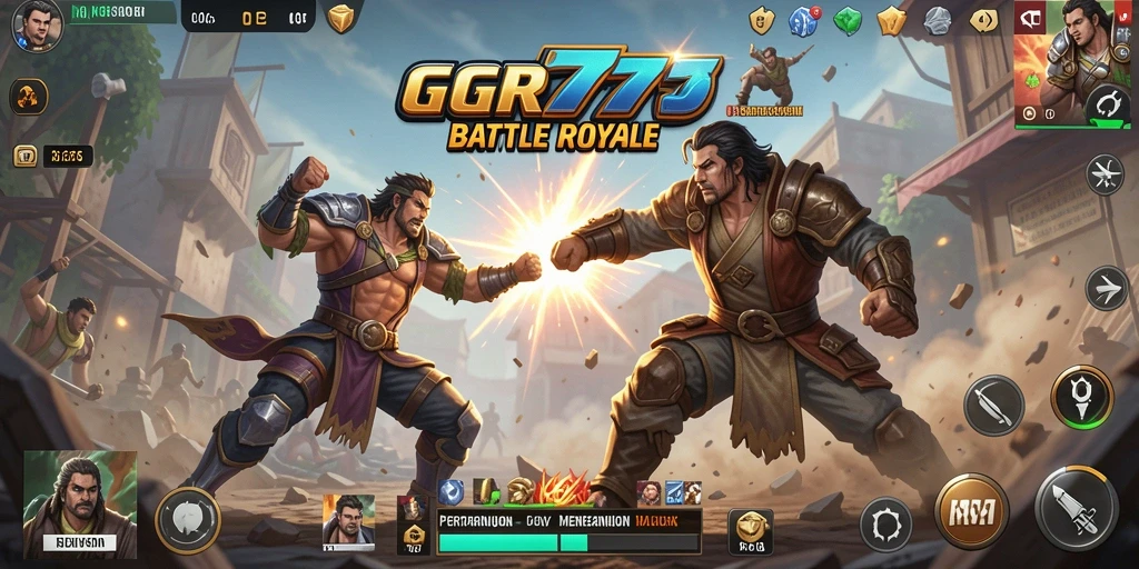 Tampilan screenshot utama GGR777 menampilkan aksi Battle Royale yang mendebarkan.