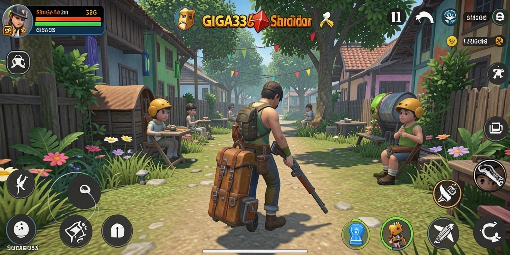 Tampilan gameplay GIGA33 yang menggambarkan dunia simulasi yang luas.