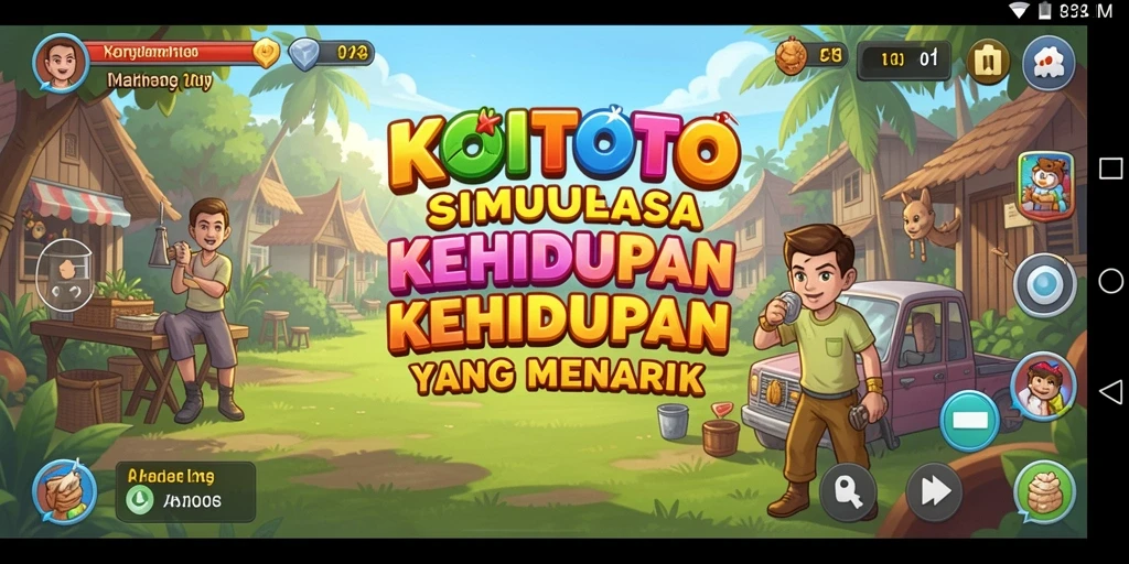 Gameplay KOITOTO menampilkan simulasi kehidupan yang menyenangkan dan interaktif.