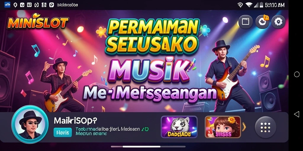 Tampilan gameplay MINISLOT yang menarik dengan alunan musik yang menggugah semangat.