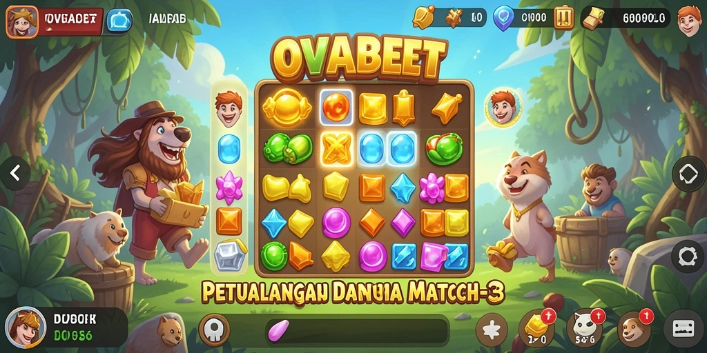 Tampilan gameplay seru di OVABET saat mencocokkan elemen.