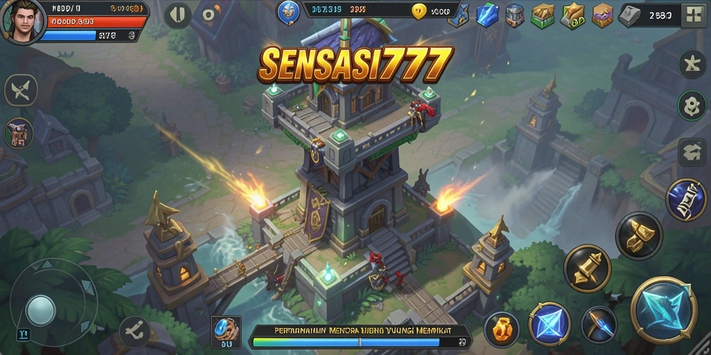 Screenshot SENSASI777 menampilkan aksi seru dari gameplay Tower Defense.