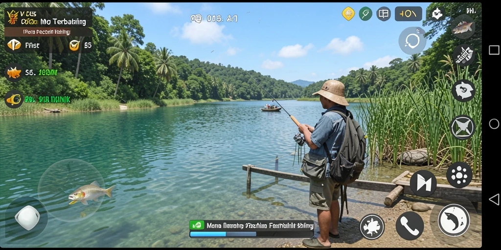 Tampilan screenshot VC55 yang menampilkan aksi memancing yang seru.