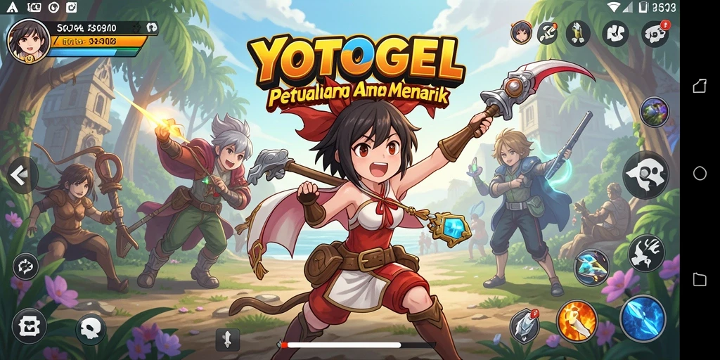 Tampilan gameplay YOTOGEL dengan karakter anime yang colorful dan menarik.